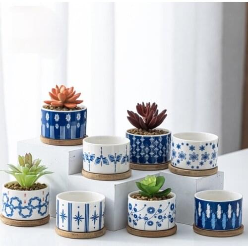 Succulent Ceramic Flower Pot with Bottom Cushion and Table Top Decoration Flower Pot Plant Succulent Biscuits Pottery Pot