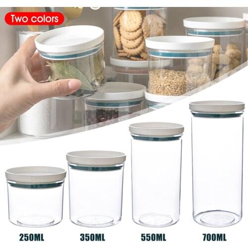 250/350/550/700ml Food Storage Container Kitchen Pantry Organizer with Airtight Lid Stackable Canister for Flour Sugar Cereal
