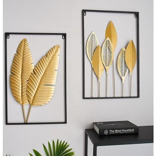 Nordic Creative Metal Leaf Wall Decoration Restaurant Hotel Aisle Wall Atmosphere Wrought Iron Decoration Pendant