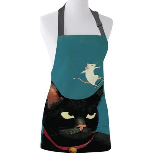 Kitchen Apron Cartoon Cat Mouse Adjustable BBQ Bib Canvas Aprons For Women Cooking Baking Restaurant Kids Apron Pinafore