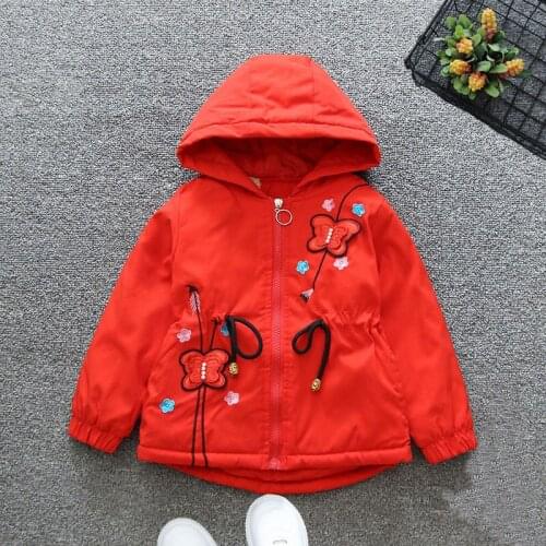 2021 New Fashion Spring Autumn Girls Jacket Childrens Clothing Trench Coat Kids Windbreaker Outerwear Plush Thickening