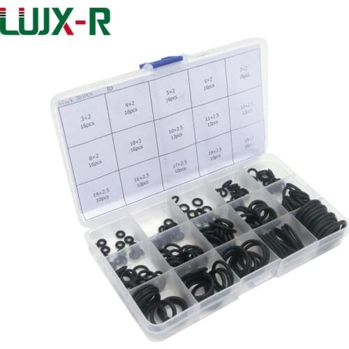 LUJX-R Gaskets Black Nitrile Rubber Oring Seal Kit 201pcs A Set of Sealing Gaskets O Ring Box