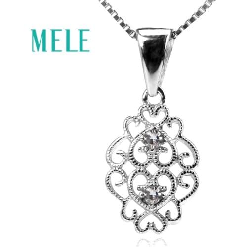 MELE fashion diamond pendant for women 0.04ctX2 1.8mm round cut color fire with 925 silver,fine jewelry for chirstmas gift