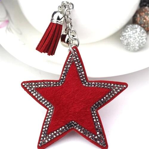 Cute Shiny Star Heart Keychain Fashion Leopard Crystal Key Chain Keyrings for Women Car Bag Pendant Jewelry TZ86