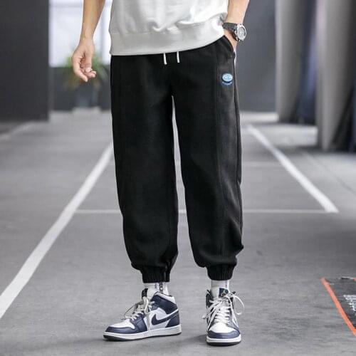 Fashion Running Pants Mens 2021 Students Japanese Casual Sportswear Sports Korean Loose Simple High Waist Streetwear Trousers