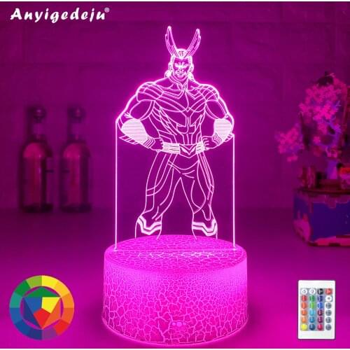 My Hero Academia All Might and Denki Kaminari Figure Led Night Lights for Kids Child Birthday Gift Bedroom Colorful Table Lamps