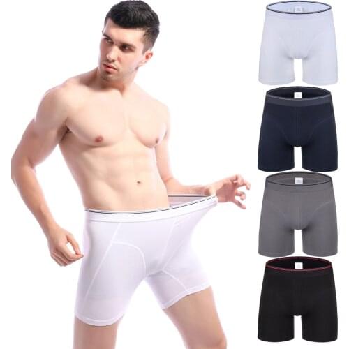 Mens Boxers Tight Long Boxer Mens Bodybuilding Underpants Compression Ropa Interior Hombre Plus Size Boxer Shorts