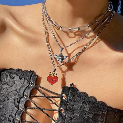 Stainless Steel Punk Crown Tai Chi Letter Heart Necklace Men Single Layer Round Bead Chain Hip Hop Women Necklace Jewelry Access