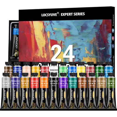 Locsyuve Acrylic Paint Set of 12 Colors Tubes (12 ml/0.4 oz) Non toxic & Rich Pigments Acrylic Paint Kits for Beginners & Artist