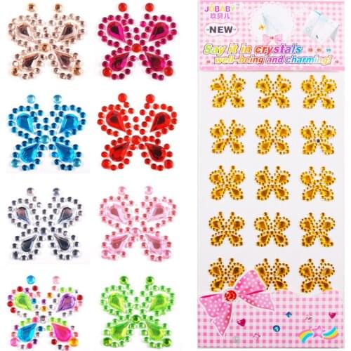 1set 25mm Butterfly Rhinestones Mobile Phone Clothing Car PC Art Decal Resin Self Adhesive Craft Fashion Stickers