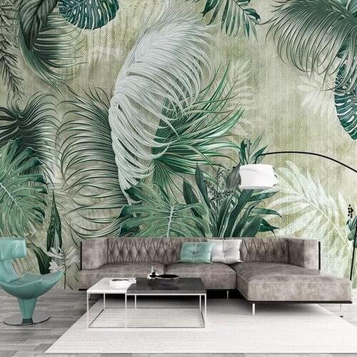 Milofi custom mural wallpaper 3D Nordic tropical plants banana leaves modern minimalist TV background wall painting wallpaper