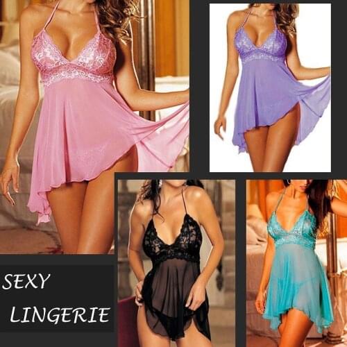 New Arrival Lace Dress Womens Lingerie Underwear Babydoll Sleepwear+G-string Nightwear Hot Selling 4Colors