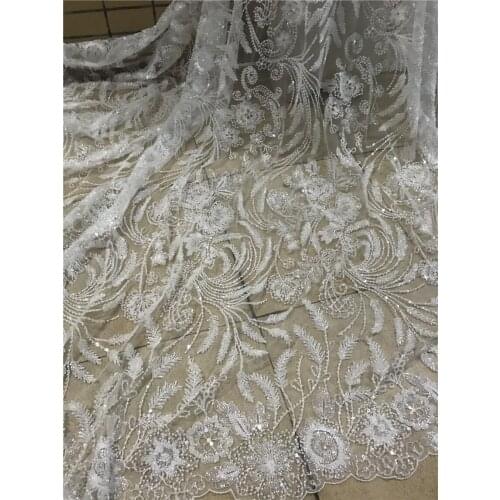 New Style Luxury Tulle Mesh Beaded SYJ-218886 Embroidery Bridal wedding Dress African Lace fabric