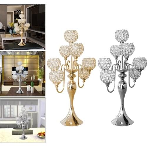 7-Candle Crystal Candelabra Candlestick Candle Holder Wedding Event Candle Stand