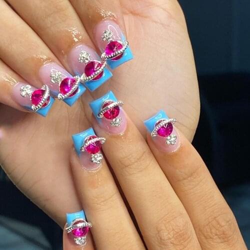 10pcs 3D Nail Charms Blue Happy Planet Nail Art Gem Rhinestones Crystals Jewelry kawaii Accessories Manicure Tips