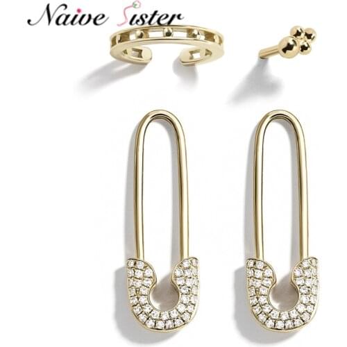 New Trendy Pins Shape Stud Earrings Sets for Women Girls Crystal Zinc Alloy Jewelry Summer Jewellery Small Cute Earings Fashion