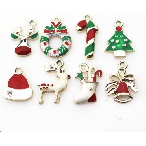 Mix Christmas dangle charms DIY bracelet/necklace jewelry accessories christams gift hanging charms 100pcs
