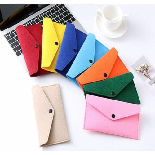 Wholesale Felt Mobile Phone Bag Case Universal Cell Phone Holder Envelope Locking Cloth Bag Coin Purse Wallets Package SN3154