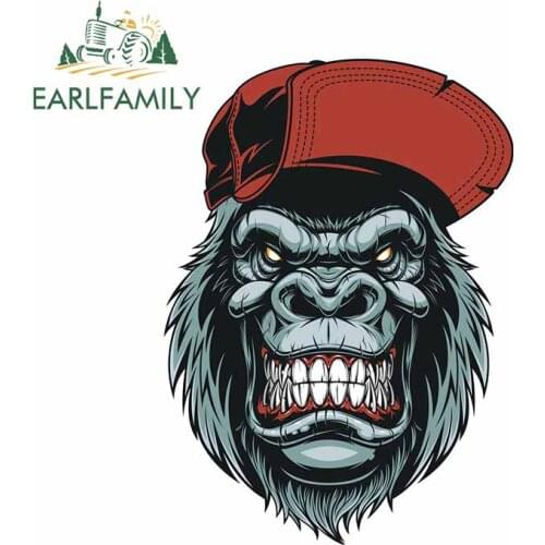 EARLFAMILY 13cm x 9.2cm For Monkeys Head Motorcycle Car Stickers Scratch-Proof Decal Vinyl Material 3D Funny Decoration