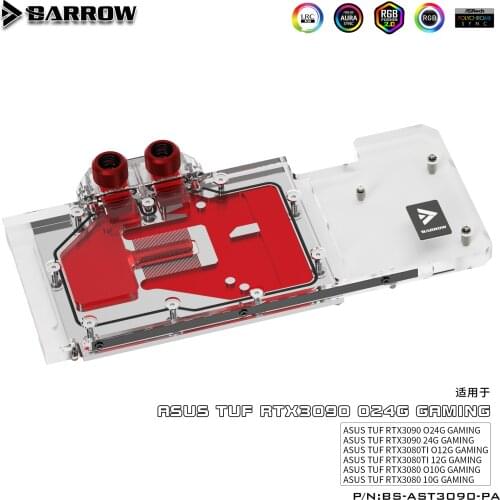 BARROW Water Block use for ASUS TUF RTX3080 TI O10G O12G/RTX3090 O24G GAMING GPU Card Support Original Backplate BS-AST3090-PA