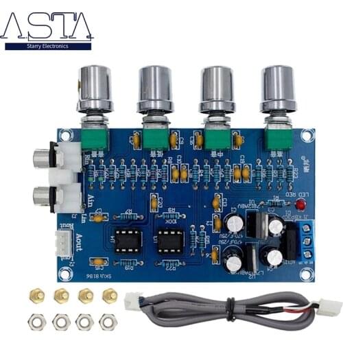XH-M164 NE5532 Stereo Pre-amp Preamplifier Tone Board Audio 4 Channels Amplifier Module 4CH CH Control Circuit Telephone Preamp