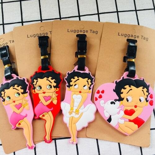 Pink Lady Girl Luggage Tags Bag Travel Accessories Creative Gift Cartoon Silica Gel Tags Suitcase Label Wholesale