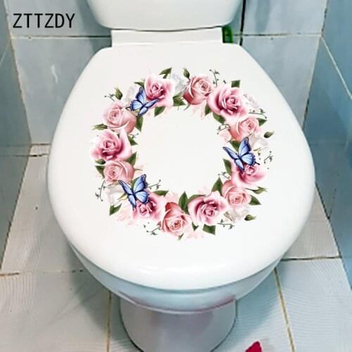 ZTTZDY 23.6CM×22.4CM Rose Garland Toilet Stickers Fashion Home Room Wall Modern Decoration T2-0809