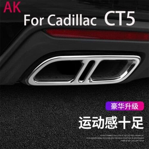 1pair Exhaust from tail throat sticker Stainless steel exteriors decoration for Cadillac CT5 2019-2020