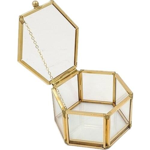 1PC Geometrical Clear Glass Jewelry Box Jewelry Organize Holder Ring Box Necklace Bracelets Earrings Jewelry Storage Accessories