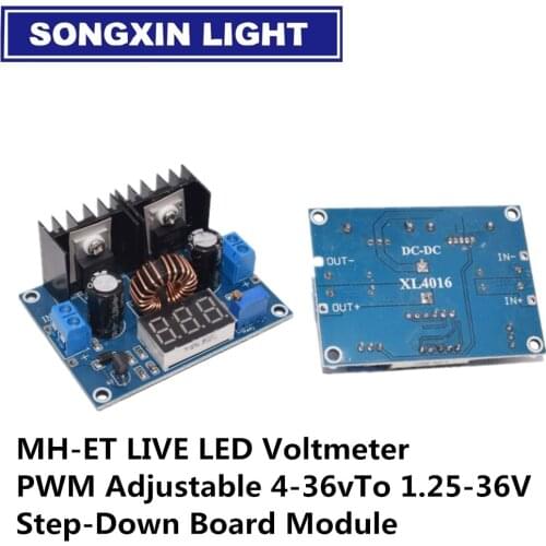 1PCS MH-ET LIVE LED Voltmeter PWM Adjustable 4-36V To 1.25-36V Step-Down Board Module XL4016 8A 200W DC-DC Power drop Module