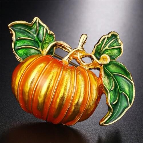 1PC Alloy Orange Pumpkin Enamel Brooches Jewelry Fashion Women Pins Kids Gift 4.2cm*3.1cm/1.7in*1.2in
