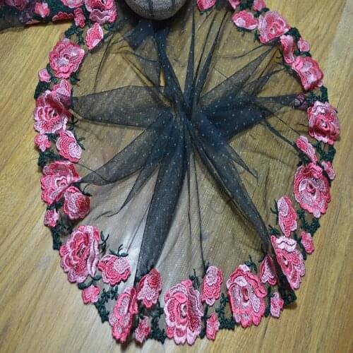 10Meters Handmade Hair Decoration 18cm Wide Rose Floral Lace Trim Wedding Dress Skirt Fabric DIY Sewing Crafts Free Shipping