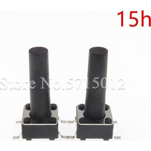 200pcs/lot 6*6*15MM SMD 4pin Copper feet high temperature resistant tact switch Touch Key Micro Switch Black