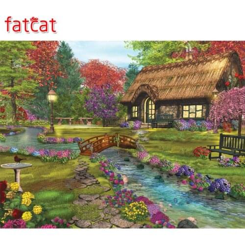 FATCAT 5d diy diamond painting welcome home valley full square round drill diamond embroidery sale mosaic home decoration AE2096