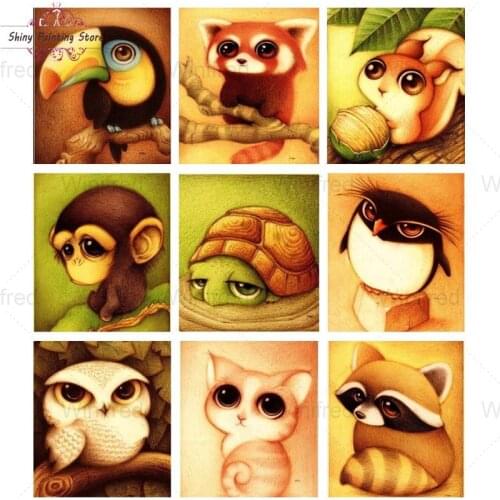5D DIY Diamond Painting Cute Cartoon Animals Full Rhinestones Diamond Embroidery Cross Stitch Mosaic Diamond Art Home Decor Gift