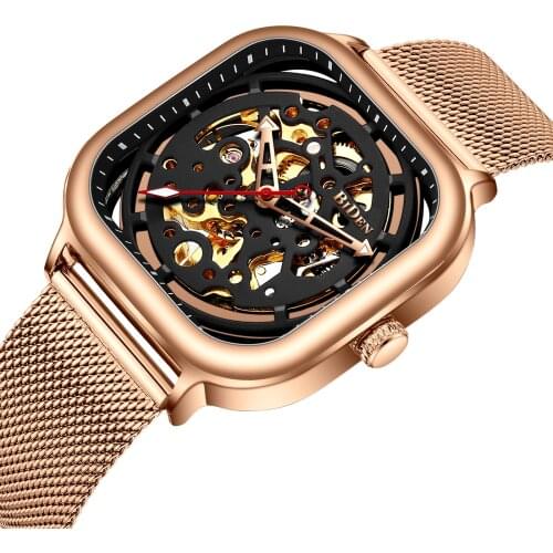 BIDEN Brand Luxury Men Watches Automatic Black Watch Men alloy Waterproof Business Sport Mechanical Wristwatch