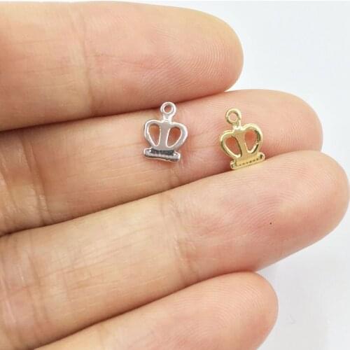 Eruifa 20pcs 6mm Mini Crown Zinc alloy Jewelry DIY Charms Pendant Necklace, earring Bracelet 2 Colors