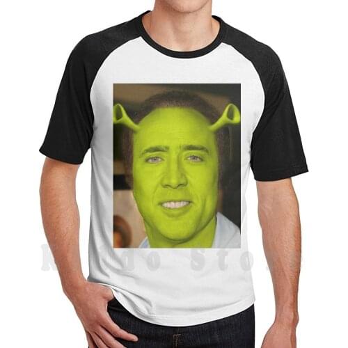 Nicolas Cage / Shrek T Shirt Diy Big Size 100% Cotton Nicolas Cage Nicolas Cage Face Things Face On Things Shrek Funny Meme