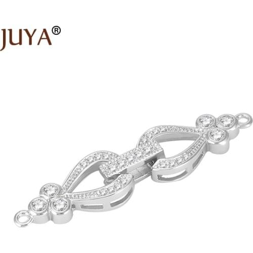 JUYA Hot Fashion DIY Jewelry Findings Accessories Copper Rhinestone Fold Over Clasps for Bracelet Necklace Making Components