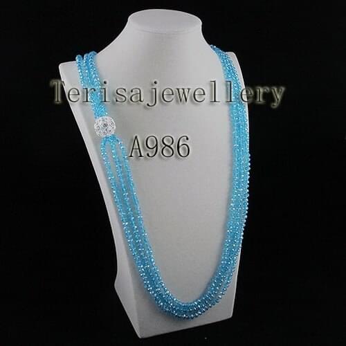 Perfect Crystal Beads Necklace 3 Rows 6mm Crystal Beads More Color For Choose Made With Rhinestone Ball Jewelry