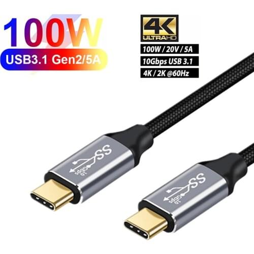 USB C To Type C Fast Cable 5A PD 100W USB 3.1 Gen 2 Quick USB-C Cable For Macbook Pro Samsung S10 Note20 PD 3.0 QC 4.0 Cord