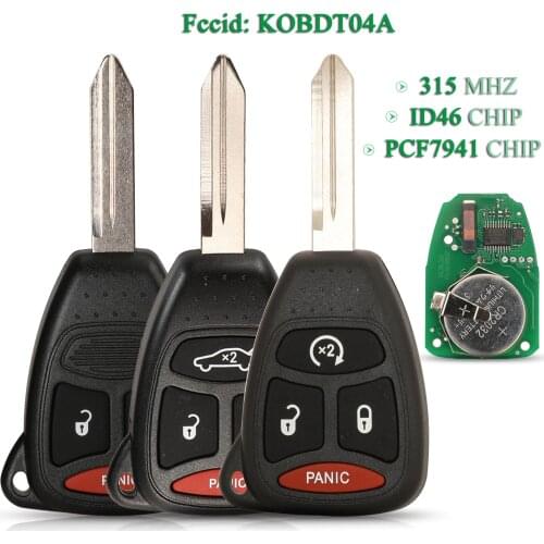 Bilchave 3/4 Buttons For Jeep Chrysler Aspen Dodge Dakota Durango Ram Fob 315Mhz ID46 PCF7941 Chip KOBDT04A Smart Remote Car Key