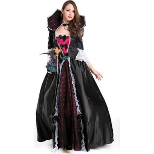 Vampire halloween costumes evil queen medieval ball gowns black bat vampire cosplay costumes