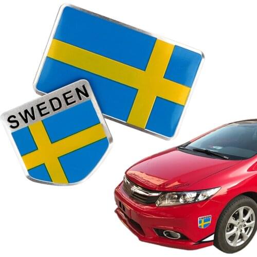 LEEPEE Aluminum Emblem Decal Badge Car -Styling Sweden Flag Car Sticker Scratch Cover Sticker Exterior Acccessories