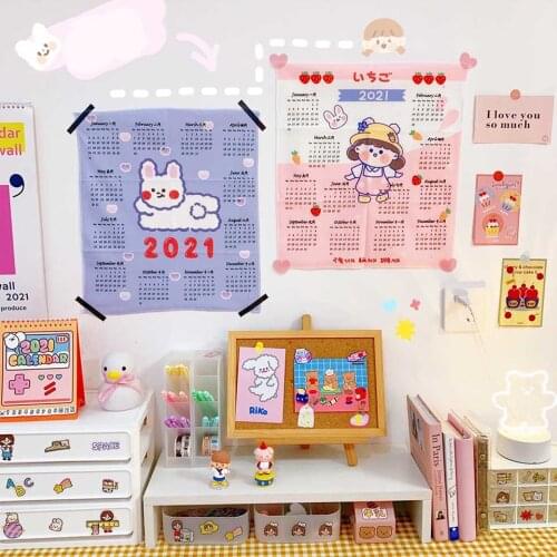 Kawaii Tapestry Wall Hanging Craetive Home Calendar Background Cloth Home Bedroom Wall Decoration Tapestry Wall Girl Room Layout