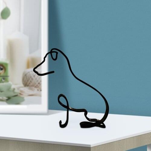 Dog Minimalist Art Sculpture Personalized Gift Metal Animal Miniatures Ornament Decoration Nordic Decoration For Home