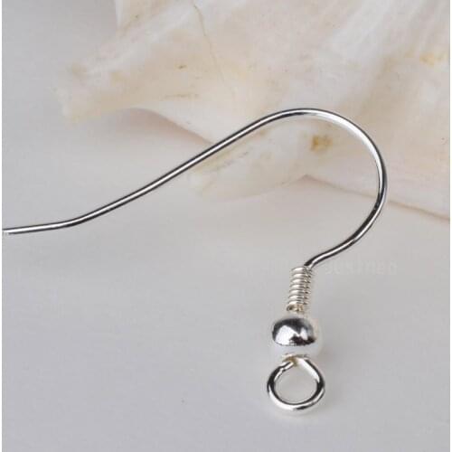 Solid 925 Sterling Silver Earring Hooks with Coil and 3 mm Ball Beads ,1pair