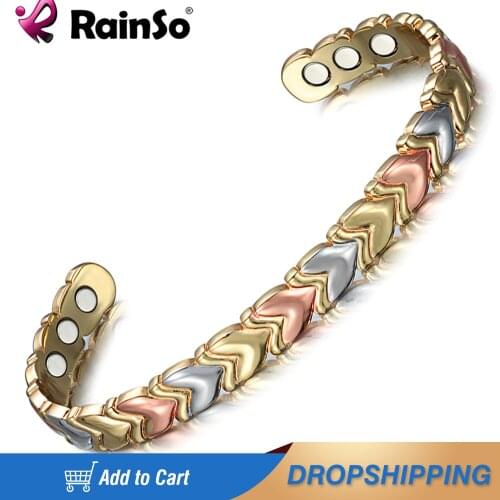 RainSo Health Magnetic Bracelet & Bangle for Women Copper Bio Energy Bracelet Hot Sale Tricolor Fashion Jewelry for Arthritis