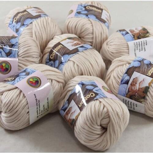 Sale 8Ball x 50g Super Soft Pure Cotton Chunky Shawl Hand Knitting Yarn Scarves Shawls 42231 Beige