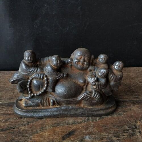 Rare Buddha statue, bodhisattva, five ironware, embracing Buddha